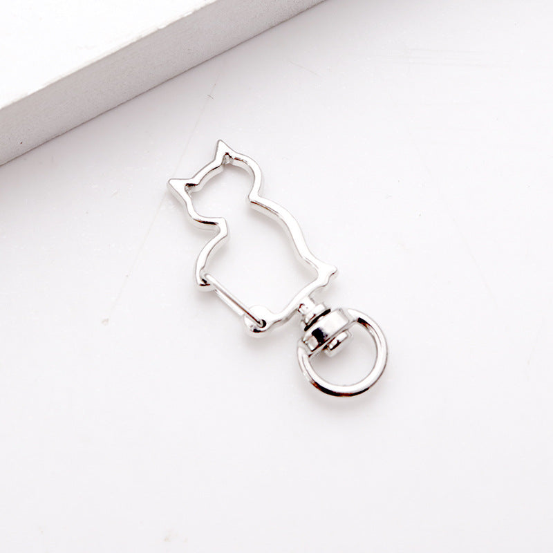 Wholesale shaped keychain metal cat dolphin love five-pointed star cherry blossom shell jewelry accessories diy